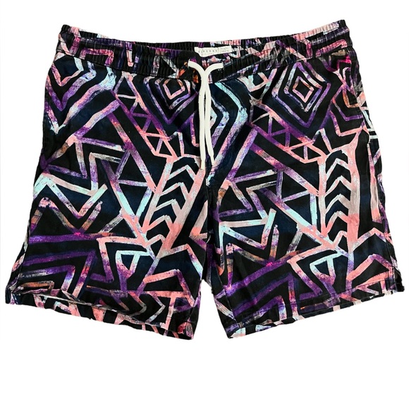 Tribal Print Zipcode Shorts Elastic Waist Drawstring Bermuda L - Picture 5 of 11